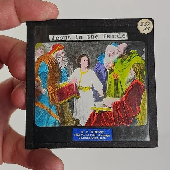 Antique Magic Lantern Slides Religious Biblical Set Reeve Vancouver Glass 8pcs - Picture 16 of 16